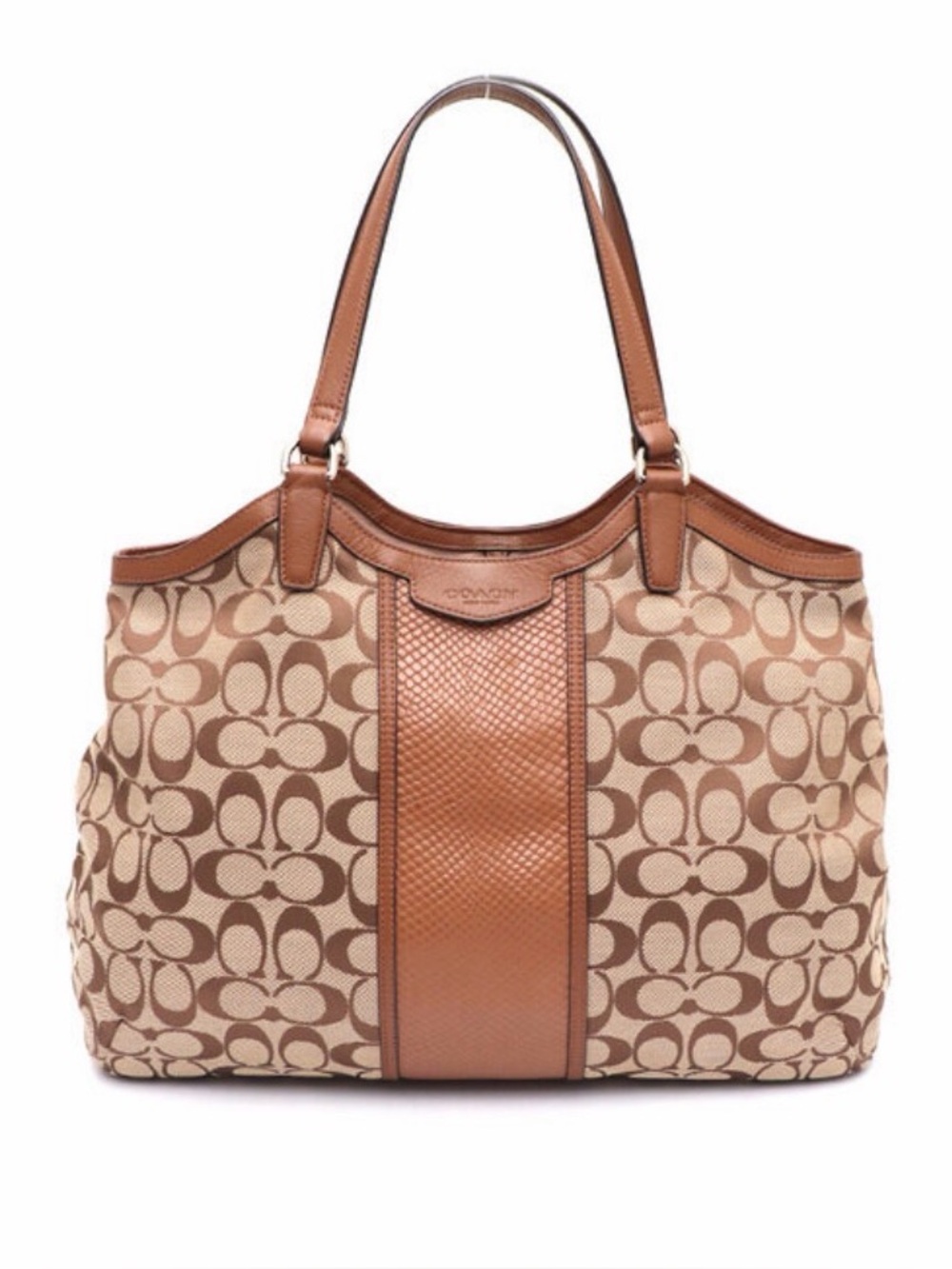 Coach F31444 Signature Snakeskin Stripe Saddle Tote